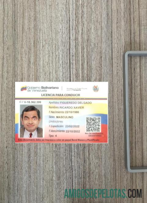 Carteira de motorista da Venezuela 2022 presente fotolook frente baixar para verificação